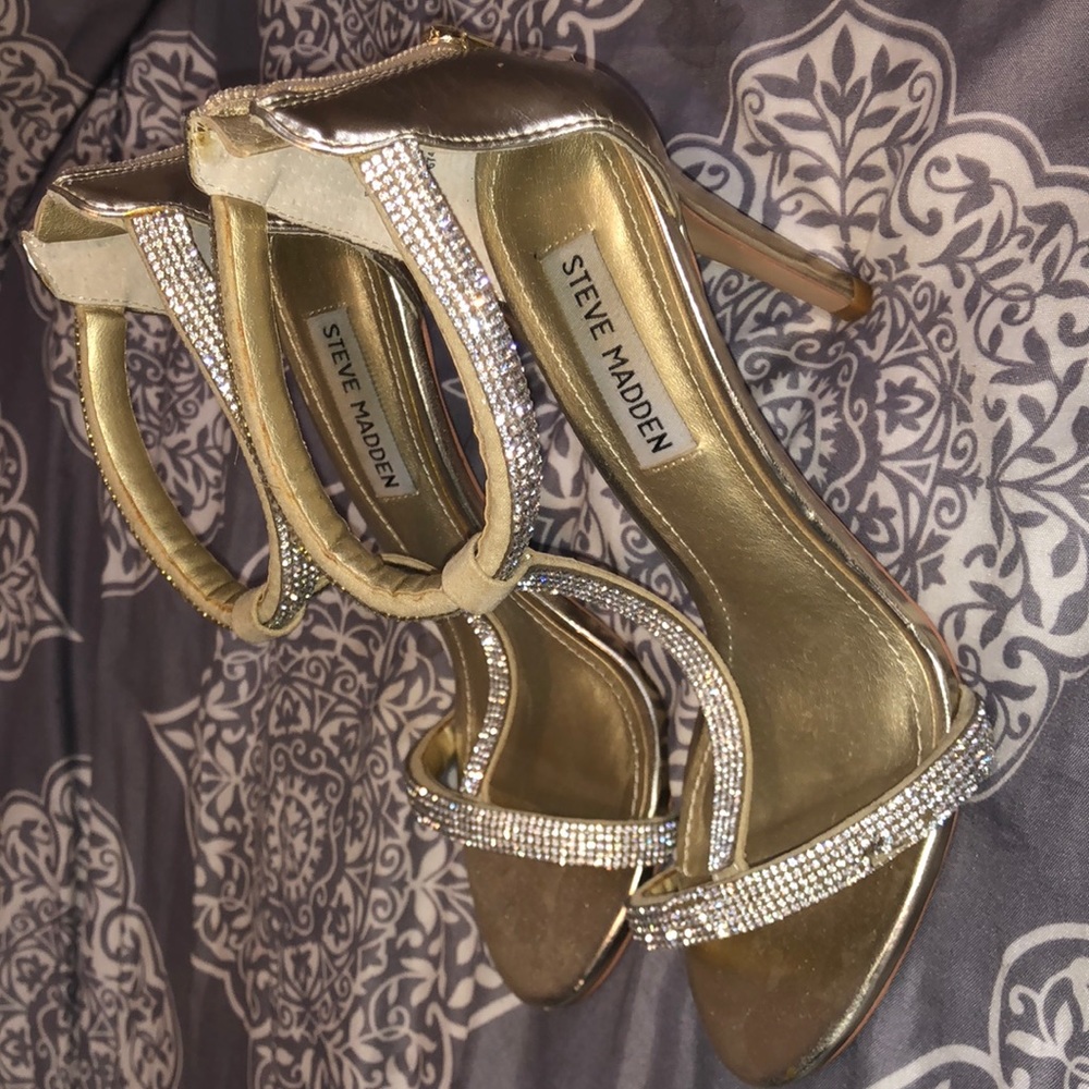 Steve Madden gold rhinestone heels. - Picture 8 of 8